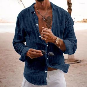 Camicie casual da uomo Camicia di tendenza estiva Tinta unita a righe con bottoni Top a maniche lunghe in velluto a coste Design di abbigliamento confortevole S-3XL