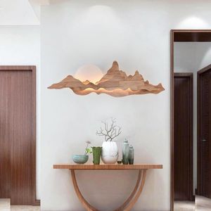 Wall Lamp Chinese Solid Wood Personality Restaurant Porch Living Room Background Lights Creative Teahouse Lighting Fixtures