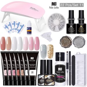 Zestawy do paznokci Zestaw żelowy 6W Lampa LED Fl Manicure Kit Szybkie przedłużanie Poligenów do paznokci narzędzie Kitnail Drop dostarczenie