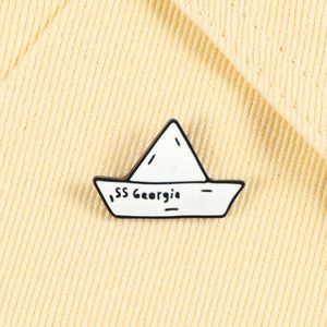 Broszki szpilki Białe papierowe łódź broszka ss georgie emalia plecak metalowe odznaki lapowe pin kreskówka