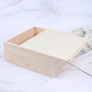 JABITLY WAUSKES Operitacx Organizator Taca Niedokończone sosnowe drewniane pudełko drewniane prezent z osłoną do hobby i bransoletki do przechowywania domu