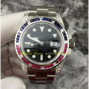 3 Model Men Diamond Watch Mens 40mm Black Bial 18k Yellow Gold 116759 Blue Red Rubies Bezel Diamond Mechanical Armband Watch Wristwatches Automatiska klockor