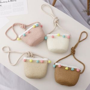 Handbags Handmade Summer Children Girls Shoulder Bag Daisy Flower Straw Messenger Kids Keys Coin Purse Cute Princess Mini Handbag 230412