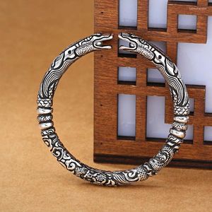 Bangle Silver kolor stare dziewięć drzwi w tym samym stylu Zhao Lieying Bransoletka otwierająca chen uszący pierścień retro tajski biżuteria