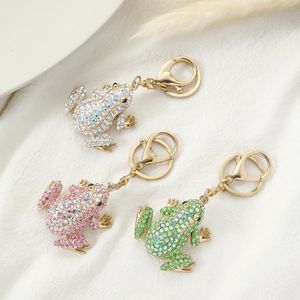 Creative Frog Animal Keychains Pendant Diamond Set Cute Bag Car Keychain smycken Tillbehör gåva i bulk