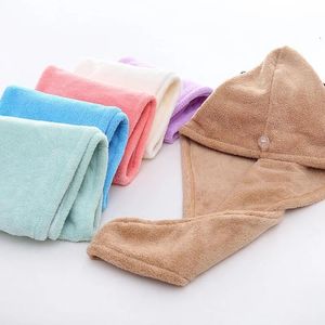 Drying Turban Towel Polyester Wrap Solid Quick Dry Absorbent Shower Cap For Long Hair Sea Shipping C21