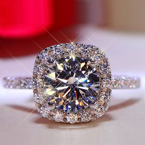 見事な女性リングホワイトゴールドフィルド2CT AAAAAキュービックジルコニア婚約婚band女性用ブライダルジュエリーギフトのためのウェディングバンドリング