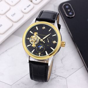 PROPUTO DE PROBLEMAS PARA MEN 2023 NOVOS RELISÕES MENS RESPONSÁRIOS 40mm Tourbillon AUTOMÁTICO ASSISTA MECÂNICA TOP LUZULO Brand Leather Strap Moon Fase Men Fashion Montre de Luxe One