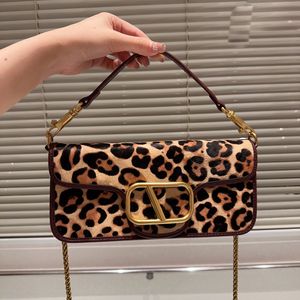 Borsa in pelle moda lusso Borse a tracolla Borsa a catena di marca Borsa a tracolla di marca Borsa a tracolla con lettera V Borsa a tracolla Borsa classica a tracolla con stampa leopardata