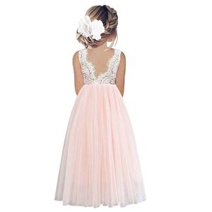 Flickans klänningar Flower Girl Dress Baby Kids Summer Princess Party Lace Wedding Birthday Dresses Barn Kläder 2 4 6 8 10 12 14 230413