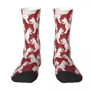 Erkek Çoraplar Escher Uçağın Düzenli Bölümü IV Kırmızı Köpekler Çorap Erkek Kadın Polyester Çoraplar Özelleştirilebilir Tasarım