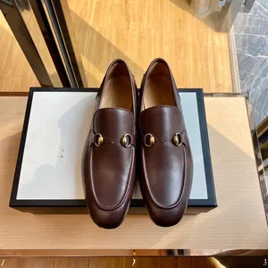 G1/23Model Lyxig herr dubbel munkband loafers skor äkta läderbrun svarta mäns casual designer klänningskor glida på bröllop män sko