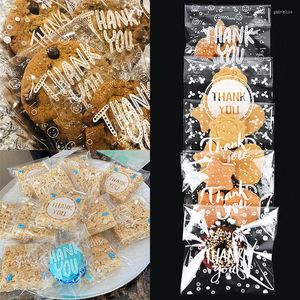 Gift Wrap 100Pcs Wedding Cookie Candy Bags Thank You Transparent Self Adhesive Snack Packaging Bag For Birthday Party Kid