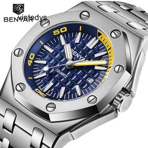 Luxury Quartz Watch Benyars nya heta säljande coola Business Watch Men's Fashion Calendar Quartz