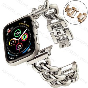 Apple Watchのその他のファッションアクセサリステンレススチールバンドUltra 49mm 8 7 41 45mmストラップシリーズ6 5 4 3 2 SE 38 40mm 42 44mm Luxury Bracelet J230413