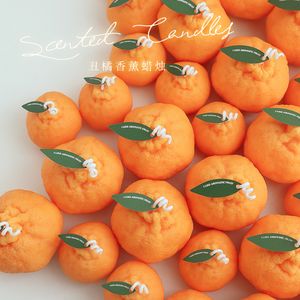 10pcsかわいいオレンジフルーツの香りキャンドルキャンドル大豆ワックスアロマセラピーキャンドルリラックスバースデープレゼント