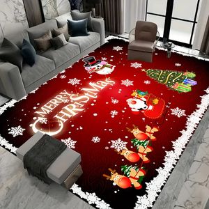 Tappeto Natale Babbo Natale Pupazzo di neve Tappeto per soggiorno Arredamento Divano Tavolo Ampia area Camera da letto Comodino Tappetino Decorazione Navidad 231113