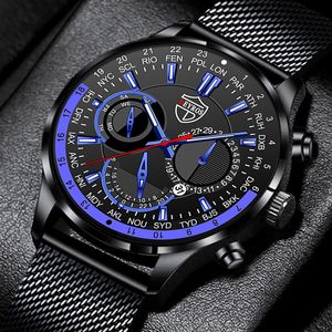 Нарученные часы Mens Fashion Watches Luxury Man Sports Спортивная сталь сетчатая сетка Quartz For For Men Business Leather 230412