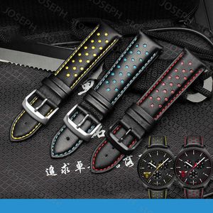 Other Fashion Accessories 20 22mm Genuine Leather Watchband Charm Leather Bracelet Sport Watch Strap Mens Wristwatches Band Belts Black Blue Red Stitch J230413