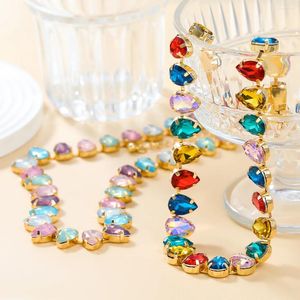 Choker Korean Version Trend Metal Water Drop Glass Necklace Wedding Banquet Luxury Jewelry Women's Elegant Fashion Accessories Gift