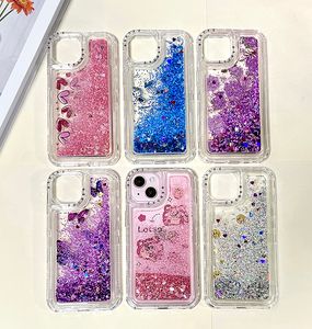 Bling Liquid Quicksand Phone Case For Galaxy S23 S23 plus S23 Ultra A04S Shiny Sequin Soft Silicone TPU PC Case Cover oppbag