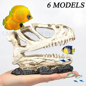 Dekorationen 6 Modell Simulation Harz Tier Dinosaurier Schädel Ornament DIY Aquarium Kreative Unterschlupf Landschaft Aquarium Dekoration Zubehör 231113