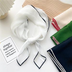 Scarves 16 Colors 2023 Chiffon 70cm White Red Green Pink Yellow Retro Vintage Soft Square Shawl Women Scarf SR1269