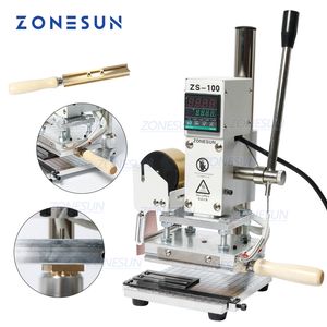 ZONESUN ZS-100 New Embossing Manual Leather Paper Wood Machine With Measure Line Letters Hot Foil Stamping Machine
