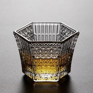 Tumblers Japan Ishizuka Crystal Tsugaru Sake Cup Old Fashioned Graviertes Hexagon Whisky Glas Boutique inspirierter Whisky Tasting Tumbler 230413