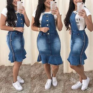 Saias plus size strap women jeans de cintura alta cabo jeans slim slim skirt esgotado