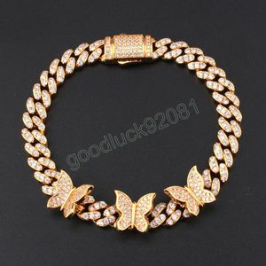 8 mm Butan Butan Cuban Link Bracelets dla mężczyzn Kobiety z Bling Cyrcon Stone Hip Hop Biżuteria