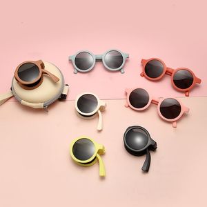 Kids Sunglasses Foldable Retro Sun Glasses Designer Fashion Sunscreen Summer Street Eye Glasses Round Frame Party Sun Shades Beach Travel Eyeglasses Eyewear BC609