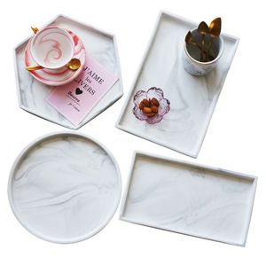 Marble Ceramic Decorative Plate Marbleized Jewelry Catch All Tray for Kitchen Bathroom Ring Dish Vanity Cosmetics Organizer