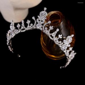 Zestawy biżuterii ślubnej Tiaras Srebrny kolor korony CZ kryształowe opaski na głowę księżniczka diademy ślubne akcesoria dla kobiet włosy