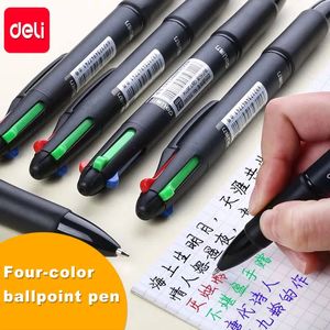 Шариковые ручки Deli, многофункциональная ручка 4 в 1, многоцветная, 07 мм, выдвижная для маркера, школьные канцелярские принадлежности 231113