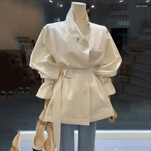 Casacos de Trench das Mulheres Primavera Outono Moda Pequena Fragrância Design Sense Windbreaker Mulheres Jaquetas Cintura Mostrar Fino Estilo Britânico Casaco Feminino