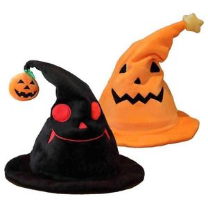 Halloween Hat Witch Hats Black Yellow for Women Men | Electric Devil Plush Swing with Light Music Party 230920