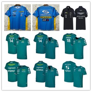 T-shirt da uomo Aston Martin Jersey T-shirt AMF1 Polo 2023 Uomo ufficiale Fernando Alonso 14 Stroll 18 T-shirt Formula 1 Racing Suit F1 Camicia Polo MOTO Motorcyc Tees