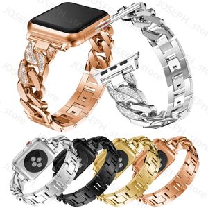 Andere Modeaccessoires Damenarmband für Apple Watch Band 41 mm 45 mm Luxus-Diamantketten Metallarmband 38 42 40 44 mm Iwatch-Serie 8 7 6 5 Se 4 3 2 1 J230413