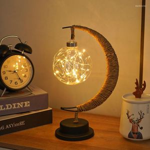 Table Lamps LED Lantern Night Light Room Christmas Decoration Enchanted R Lamp Home Ornament Handmade Rope Iron Art Ball