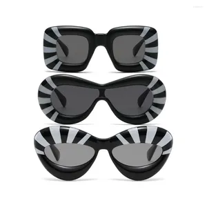 Solglasögon lyxiga uppblåsta Cateye Unique Trendy Plastic Cute Hip Hop 2024 Zebra Cat Eye Lentes de Sol Gafas Uppblåsbar solglasögon