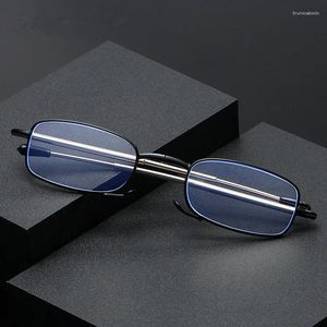 Sonnenbrille, blaues Licht, blockiert Presbyopie, Lesebrille, Unisex, Computerschutz, faltbarer Rahmen, schwarzes Metall mit Box