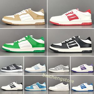 2022 homens homens designer Skel top Low Shoes Low Bones Hi Leather tênis de luxo esqueleto azul vermelho branco preto verde casal marrom marrom casual B5