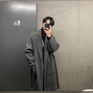 Men's Wool & Blends 2023 Men Autumn Winter Warm Woolen Coat Korean Long Casual Mens Oversized Overcoat Streetwear Jackets O244 Nadi22