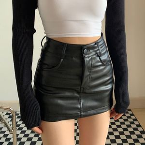 Skirts Sexy PU Leather Shorts Skirt Women Black High Waisted Aline Mini Y2K Streetwear Female Girl 230413
