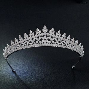 Haarspangen Klassische Zirkonia Hochzeit Blätter Braut Tiara Krone Frauen Mädchen Schmuck Zubehör Strass Kristalle Tiaras CH10205