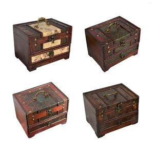 Jewelry Pouches Vintage Wooden Box For Gilrs Girlfriend Women Decorative Storage