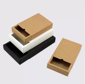 Kartong Kraft Paper Drawer Box Wedding Black Brown White Present Packing Paper Box för smycken/Te/Handsoap/Candy Pls Anmärkningsfärg