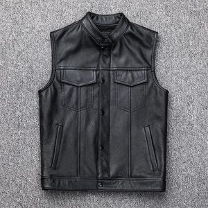 Men's Vests PU Vest Button Motorcycle Casual Leather Colete Masculino Coletes Steampunk Chaleco Chalecos Para Hombre