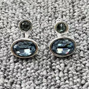 Stud Earrings Spain Original Fashion Plated 925 Silver Color Round And Oval Blue Crystal Festival Jewelry Gift Fit Unode50